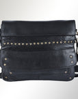 Spaghetti Western Swc170Blk Cross Body I Vintage Handmade Drum Dyed Genuine European Cowhide Leather Women Bag Western Handbag Purse