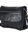 Spaghetti Western Swc170Blk Cross Body I Vintage Handmade Drum Dyed Genuine European Cowhide Leather Women Bag Western Handbag Purse