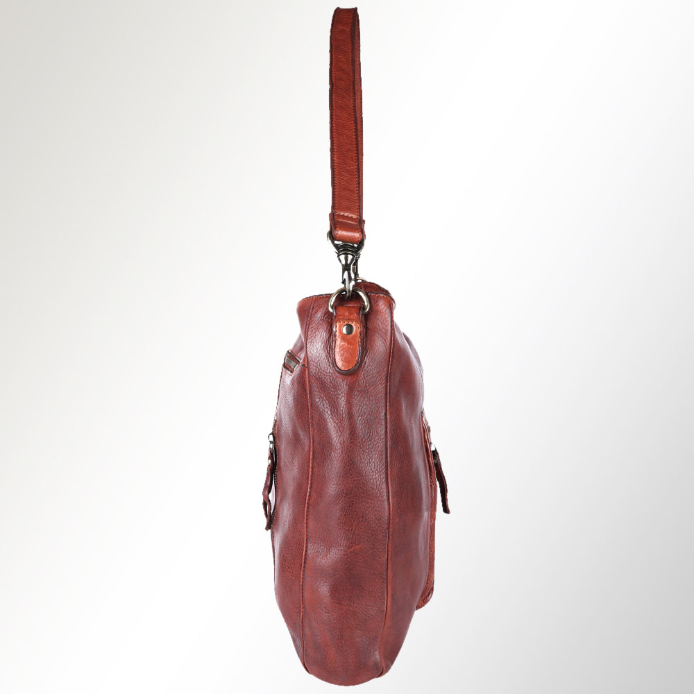 Spaghetti Western Swc180Cg Hobo Vintage Handmade Drum Dyed Genuine European Cowhide Leather Women Bag Western Handbag Purse