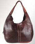 Spaghetti Western Swc184Brn Hobo Vintage Handmade Drum Dyed Genuine European Cowhide Leather Women Bag Western Handbag Purse