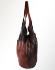 Spaghetti Western Swc184Brn Hobo Vintage Handmade Drum Dyed Genuine European Cowhide Leather Women Bag Western Handbag Purse