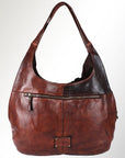 Spaghetti Western Swc184Brn Hobo Vintage Handmade Drum Dyed Genuine European Cowhide Leather Women Bag Western Handbag Purse