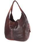 Spaghetti Western Swc184Brn Hobo Vintage Handmade Drum Dyed Genuine European Cowhide Leather Women Bag Western Handbag Purse