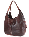 Spaghetti Western Swc184Brn Hobo Vintage Handmade Drum Dyed Genuine European Cowhide Leather Women Bag Western Handbag Purse