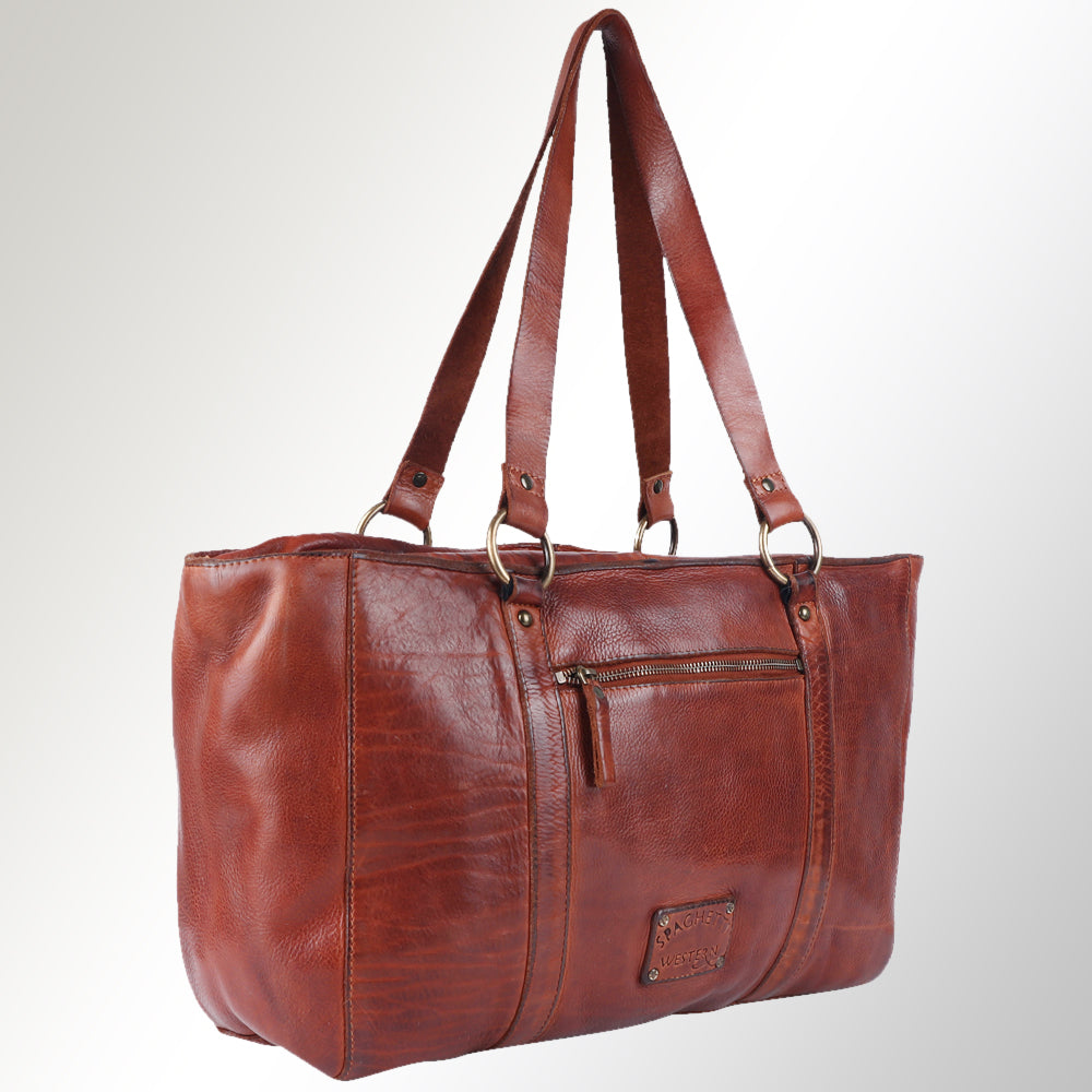 Spaghetti Western Swc186Cg Tote Vintage Handmade Drum Dyed Genuine European Cowhide Leather Women Bag Western Handbag Purse