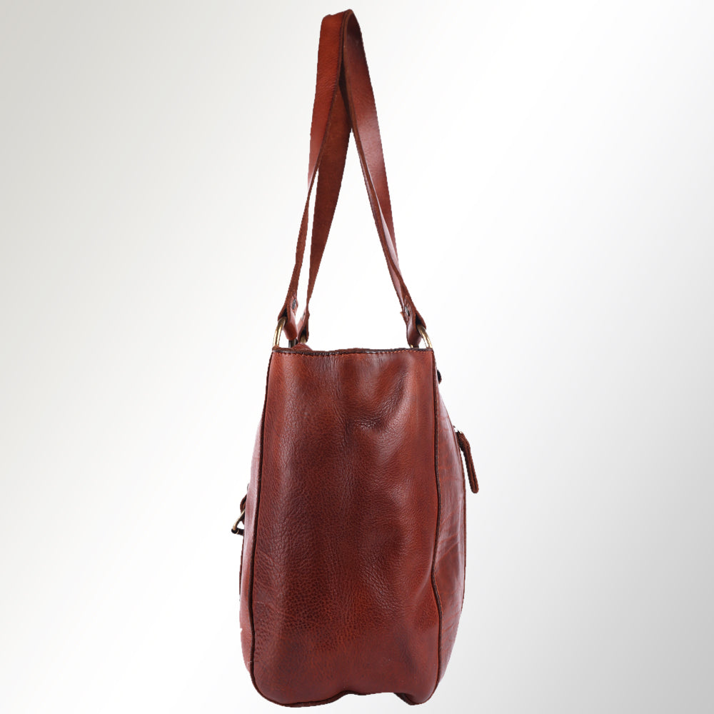 Spaghetti Western Swc186Cg Tote Vintage Handmade Drum Dyed Genuine European Cowhide Leather Women Bag Western Handbag Purse