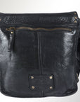 Spaghetti Western Swc198Blk Envelope Vintage Handmade Drum Dyed Genuine European Cowhide Leather Women Bag Western Handbag Purse