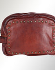 Spaghetti Western Swc200Cg Toiletry Vintage Handmade Drum Dyed Genuine European Cowhide Leather Women Bag Western Handbag Purse