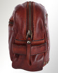 Spaghetti Western Swc200Cg Toiletry Vintage Handmade Drum Dyed Genuine European Cowhide Leather Women Bag Western Handbag Purse