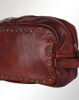 Spaghetti Western Swc200Cg Toiletry Vintage Handmade Drum Dyed Genuine European Cowhide Leather Women Bag Western Handbag Purse