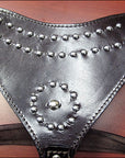 Medium Leather Dog Harness Black Genuine With Leash Hilason