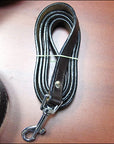 Medium Leather Dog Harness Black Genuine With Leash Hilason