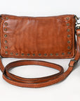 Spaghetti Western Swc195Cg Wallet Vintage Handmade Drum Dyed Genuine European Cowhide Leather Women Bag Western Handbag Purse