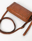 Spaghetti Western Swc195Cg Wallet Vintage Handmade Drum Dyed Genuine European Cowhide Leather Women Bag Western Handbag Purse