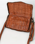 Spaghetti Western Swc195Cg Wallet Vintage Handmade Drum Dyed Genuine European Cowhide Leather Women Bag Western Handbag Purse