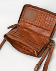 Spaghetti Western Swc195Cg Wallet Vintage Handmade Drum Dyed Genuine European Cowhide Leather Women Bag Western Handbag Purse