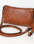 Spaghetti Western Swc195Cg Wallet Vintage Handmade Drum Dyed Genuine European Cowhide Leather Women Bag Western Handbag Purse