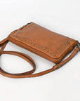 Spaghetti Western Swc197Tan Organiser Vintage Handmade Drum Dyed Genuine European Cowhide Leather Women Bag Western Handbag Purse