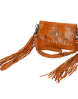Spaghetti Western Swc147Tan Envelope Vintage Handmade Drum Dyed Genuine European Cowhide Leather Women Bag Western Handbag Purse