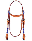 Bar H Equine Western Horse Rawhide Genuine American Leather Headstall