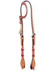 Bar H Equine Western Horse Genuine Leather Raw Hide One Ear Headstall Dark Brown