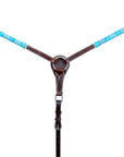 BAR H EQUINE Genuine Turquoise Rawhide Horse Western Leather Breast Collar Brown