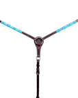 BAR H EQUINE Genuine Turquoise Rawhide Horse Western Leather Breast Collar Brown