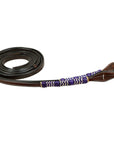Bar H Equine Western Horse 8ft Purple Rawhide Braiding American Leather Split Reins