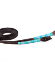 Bar H Equine Western Horse 8ft Turquoise Rawhide Braiding American Leather Split Reins