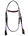 Bar H Equine Western Horse Rawhide Genuine American Leather Headstall