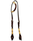 Bar H Equine Western Horse Genuine Leather Raw Hide One Ear Headstall Dark Brown