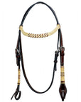 Bar H Equine Western Horse Rawhide Genuine American Leather Headstall
