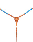 BAR H EQUINE Genuine Turquoise Rawhide Horse Western Leather Breast Collar Tan