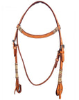 Bar H Equine Western Horse Rawhide Genuine American Leather Headstall