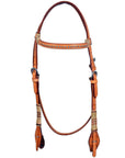 Bar H Equine Western Horse Rawhide Genuine American Leather Headstall