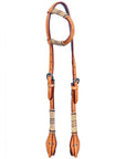 Bar H Equine Western Horse Genuine Leather Raw Hide One Ear Headstall Dark Brown