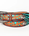 American Darling ADBLF128-L Beautifully Hand Tooled Genuine American Leather Belt Men and Women