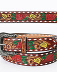 American Darling ADBLF135-L Beautifully Hand Tooled Genuine American Leather Belt Men and Women