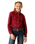 Ariat Girls Red Cattle Brand Western Shirt