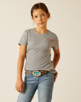 Ariat Girls Cactus Rose Tee - Heather Grey