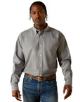 Ariat Men's Grey Wrinkle Free Solid Pinpoint Oxford Classic Fit Shirt