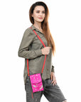 American Darling Cell Phone Holder Hair On Genuine Leather women bag western handbag purse
