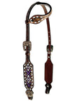 Bar H Equine Genuine Western American Leather Horse Premium Headstall & Breast Collar Set