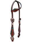 Bar H Equine Genuine Western American Leather Horse Premium Headstall & Breast Collar Set