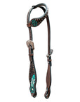 Bar H Equine Genuine Western American Leather Horse Premium Headstall & Breast Collar Set