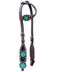 Bar H Equine Genuine Western American Leather Horse Premium Headstall & Breast Collar Set