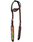 BAR H EQUINE Leather Horse Premium One Ear Headstall & Breast Collar Set