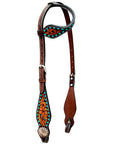 Bar H Equine Genuine Western American Leather Horse Premium Headstall & Breast Collar Set