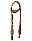 Bar H Equine Genuine Western American Leather Horse Premium Headstall & Breast Collar Set