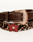 BAR H EQUINE Lilibeth Hand Tooled Western Leather Men And Women Belt Brown